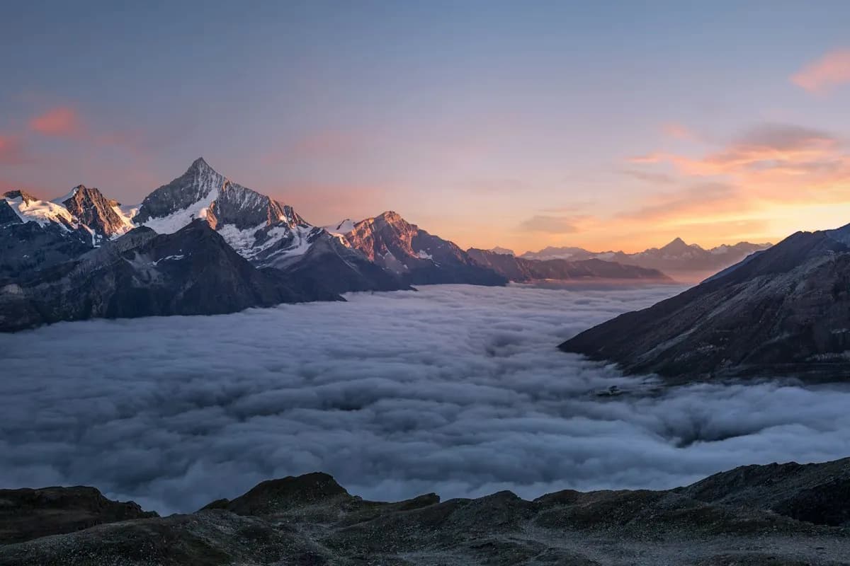 Layers of mountain peaks stretching into the distance